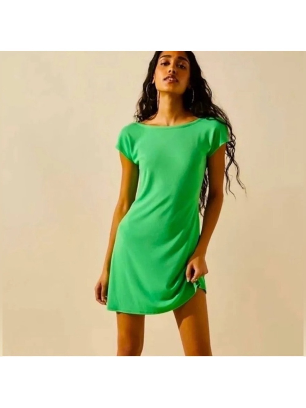 Bright Green Short Sleeve Mini Dress